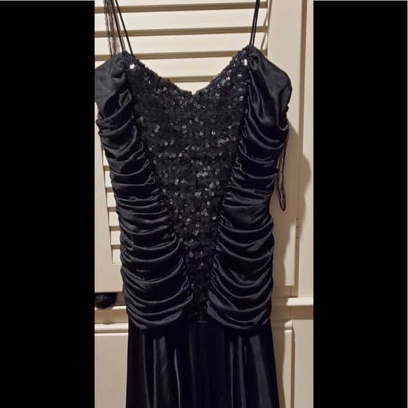 EVC VTg Mathew Jo-Ed Sophisticates BLK SEQUENCE DRAPED DiscoCocktail Maxi 10 - Picture 1 of 9